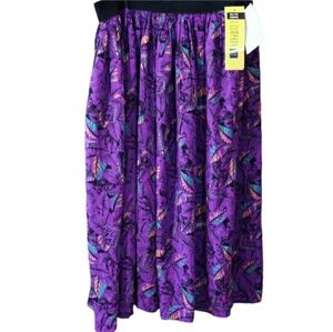 SK & Company II Vintage Purple Leaf Print Midi Skirt 90s Vintage Fun Skirt